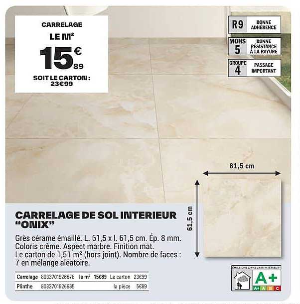 CARRELAGE DE SOL INTERIEUR “ONIX”