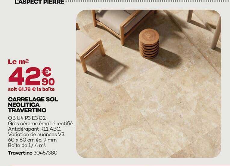CARRELAGE SOL NEOLITICA TRAVERTINO