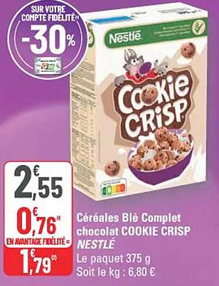 Céréales Blé Complet chocolat COOKIE CRISP NESTLÉ