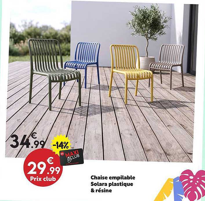 Chaise empilable Solara plastique & résine