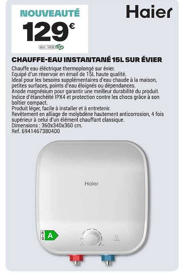 CHAUFFE-EAU INSTANTANÉ 15L SUR ÉVIER