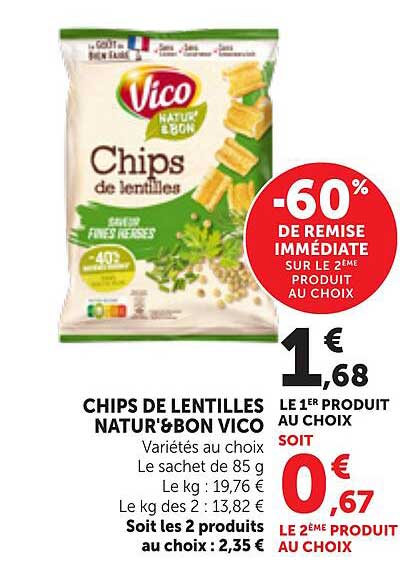CHIPS DE LENTILLES NATUR'&BON VICO