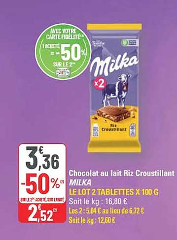 Chocolat au lait Riz Croustillant MILKA
