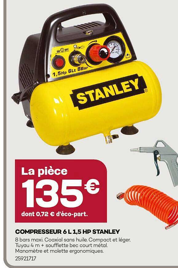 COMPRESSEUR 6 L 1,5 HP STANLEY