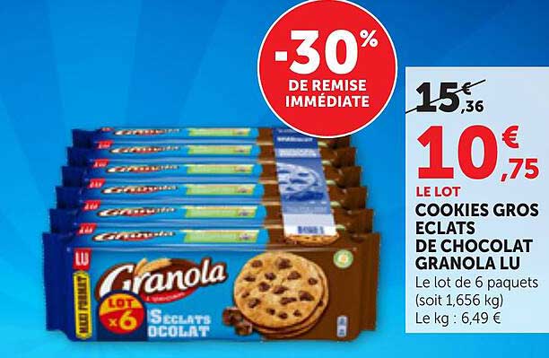 COOKIES GROS ECLATS DE CHOCOLAT GRANOLA LU