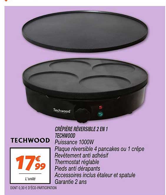 CRÊPIÈRE RÉVERSIBLE 2 EN 1 TECHWOOD
