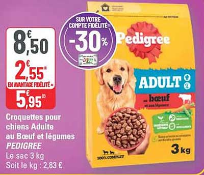 Croquettes pour chiens Adulte au Bœuf et légumes PEDIGREE