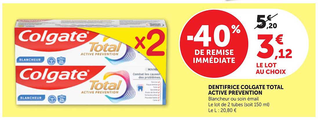 DENTIFRICE COLGATE TOTAL ACTIVE PREVENTION