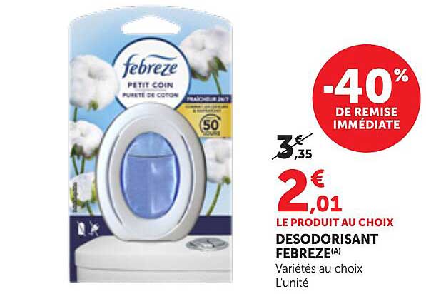 DESODORISANT FEBREZE(A) Variétés au choix L'unité