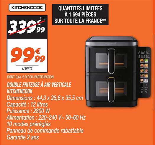DOUBLE FRITEUSE À AIR VERTICALE KITCHENCOOK