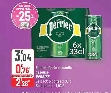 Eau minérale naturelle gazeuse PERRIER