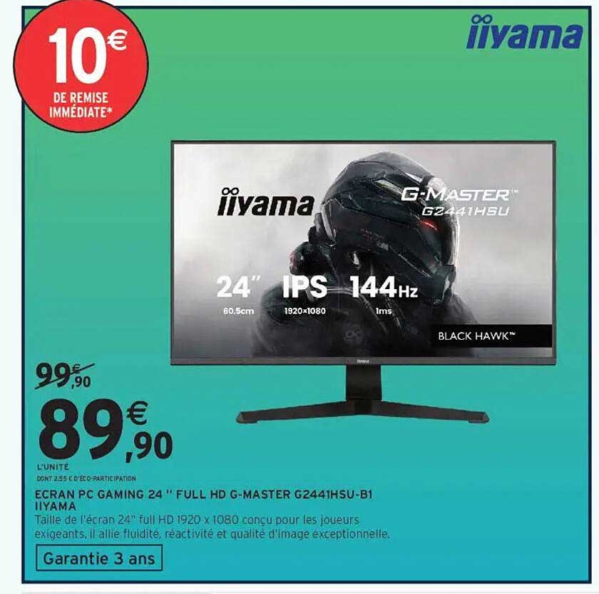 ECRAN PC GAMING 24'' FULL HD G-MASTER G2441HSU-B1 IIYAMA