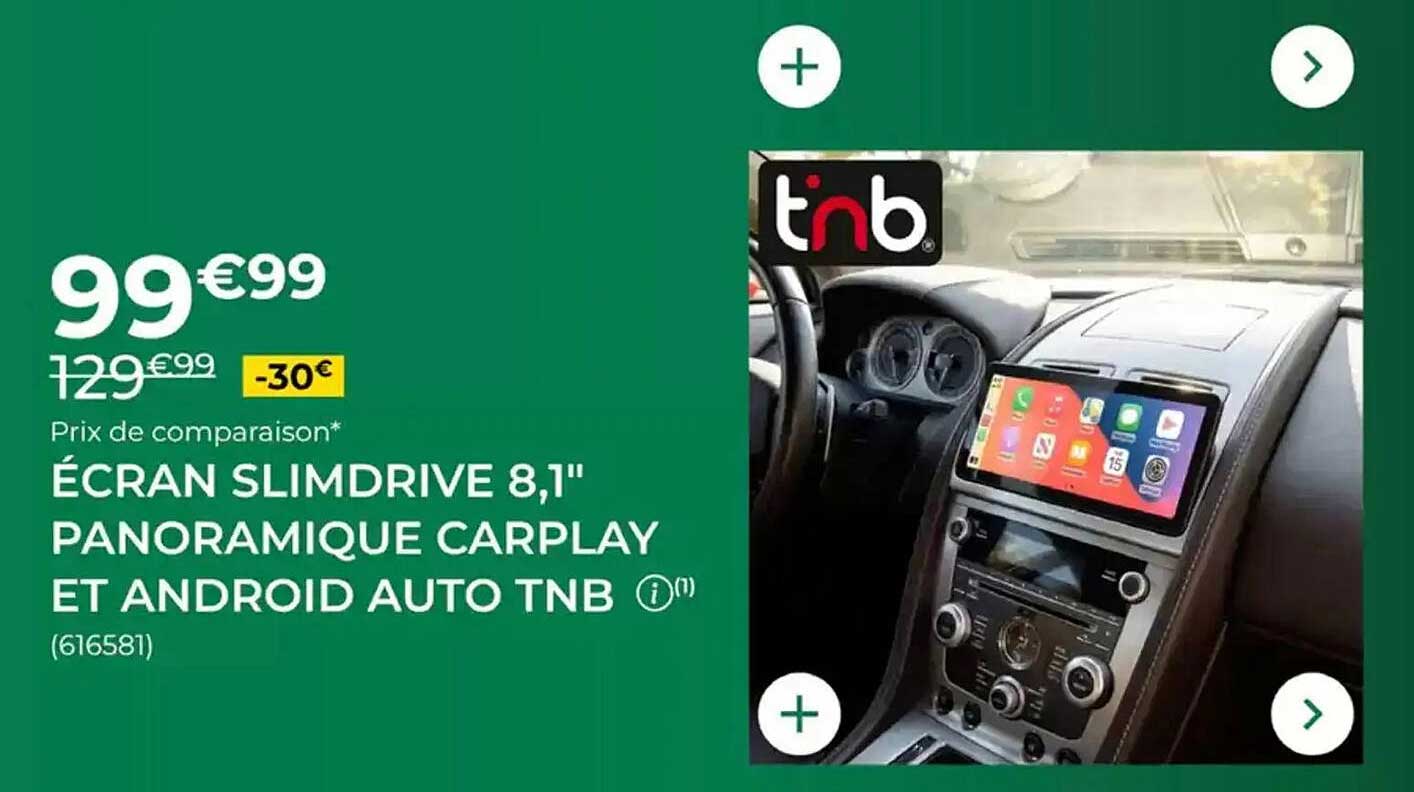 ÉCRAN SLIMDRIVE 8,1" PANORAMIQUE CARPLAY ET ANDROID AUTO TNB
