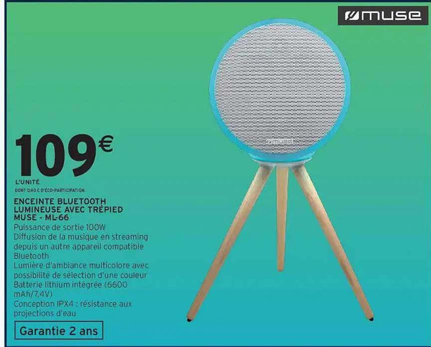 ENCEINTE BLUETOOTH LUMINEUSE AVEC TRÉPIED MUSE - ML-66
