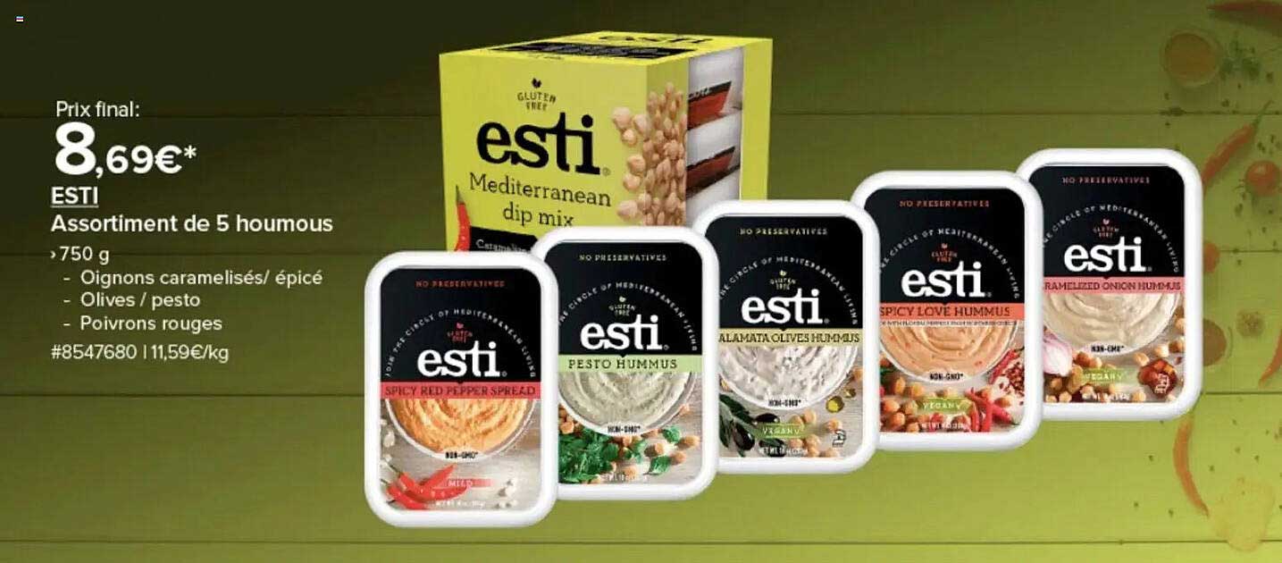 ESTI Assortiment de 5 houmous