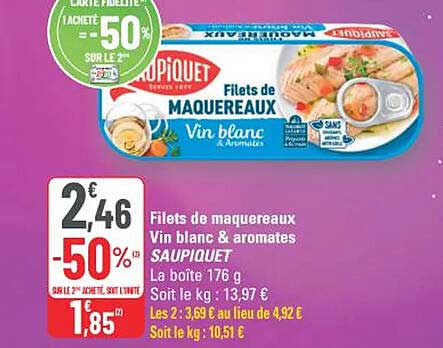 Filets de maquereaux Vin blanc & aromates SAUPIQUET