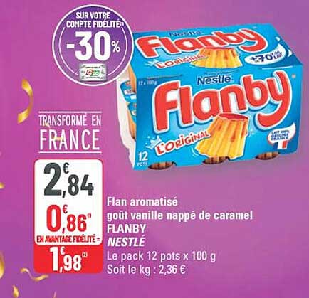 Flan aromatisé goût vanille nappé de caramel FLANBY NESTLÉ