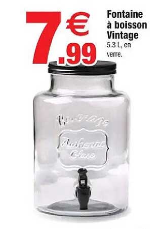 Fontaine à boisson Vintage 5.3 L, en verre.