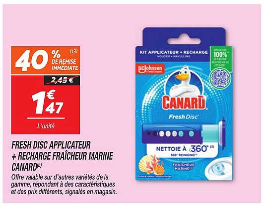 FRESH DISC APPLICATEUR + RECHARGE FRAICHEUR MARINE CANARD