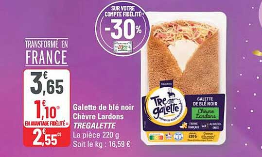 Galette de blé noir Chèvre Lardons TREGALETTE