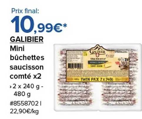 GALIBIER Mini bûchettes saucisson comté x2