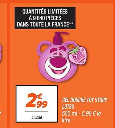 GEL DOUCHE TOY STORY LOTSO 500 ml - 5,98 € le litre