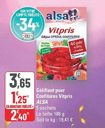 Gélifiant pour Confitures Vitpris ALSA