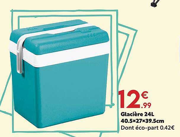 Glacière 24L 40,5×27×39,5cm Dont éco-part 0.42€