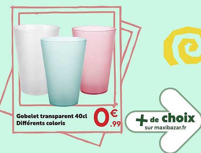 Gobelet transparent 40cl Différents coloris