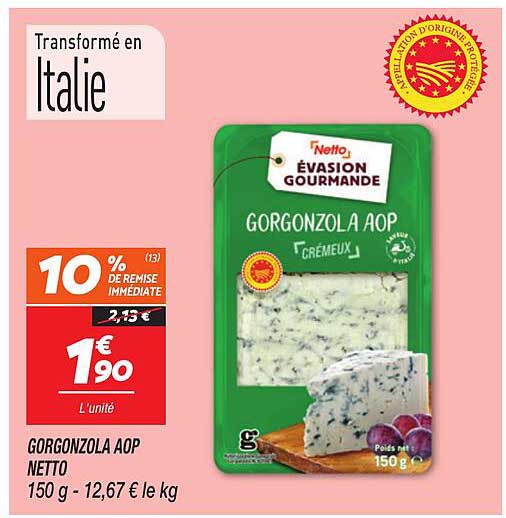 GORGONZOLA AOP NETTO 150 g - 12,67 € le kg