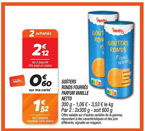 GOUTERS RONDS FOURRÉS PARFUM VANILLE NETTO