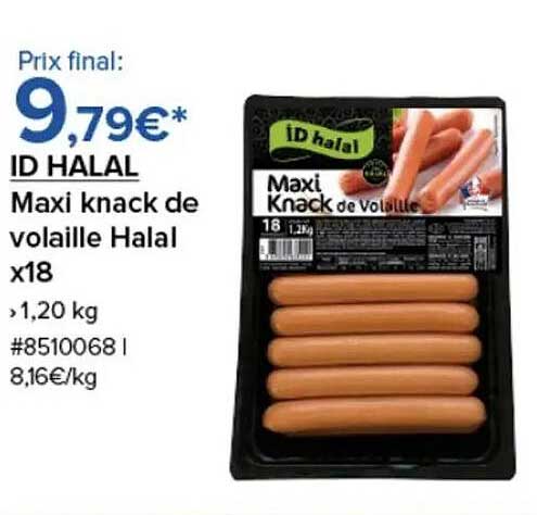 ID HALAL Maxi knack de volaille Halal x18