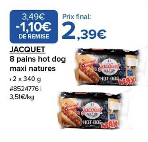 JACQUET 8 pains hot dog maxi natures