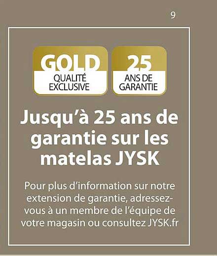 Jusqu’à 25 ans de garantie sur les matelas JYSK