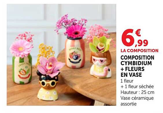 LA COMPOSITION COMPOSITION CYMBIDIUM + FLEURS EN VASE