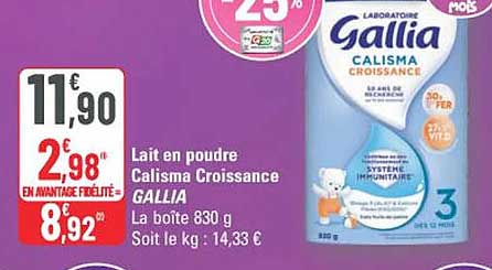 Lait en poudre Calisma Croissance GALLIA