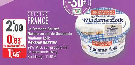 Le Fromage Fouetté Nature au sel de Guérande Madame Loïk PAYSAN BRETON