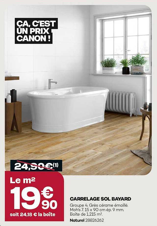 Le m² 19€90 soit 24,18 € la boîte