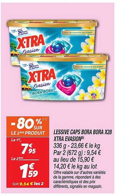 LESSIVE CAPS BORA BORA X28 XTRA EVASION