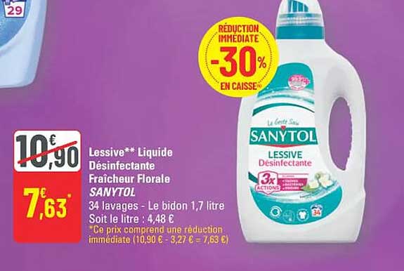 Lessive** Liquide Désinfectante Fraîcheur Florale SANYTOL