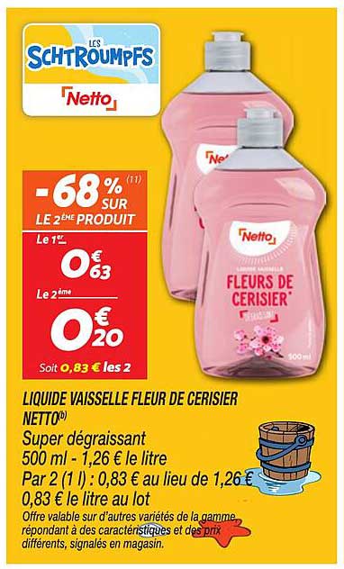 LIQUIDE VAISSELLE FLEUR DE CERISIER NETTO