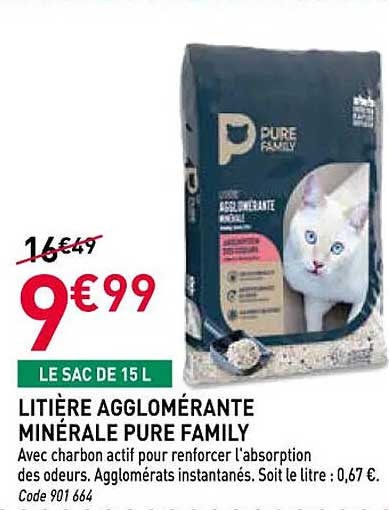 LITIÈRE AGGLOMÉRANTE MINÉRALE PURE FAMILY