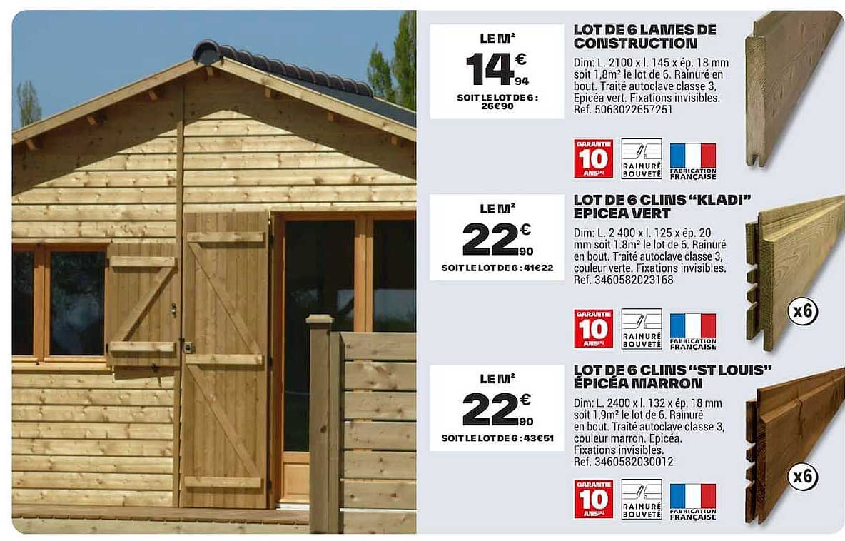 LOT DE 6 LAMES DE CONSTRUCTION