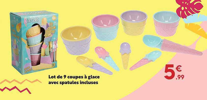 Lot de 9 coupes à glace avec spatules incluses