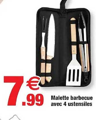 Malette barbecue avec 4 ustensiles
