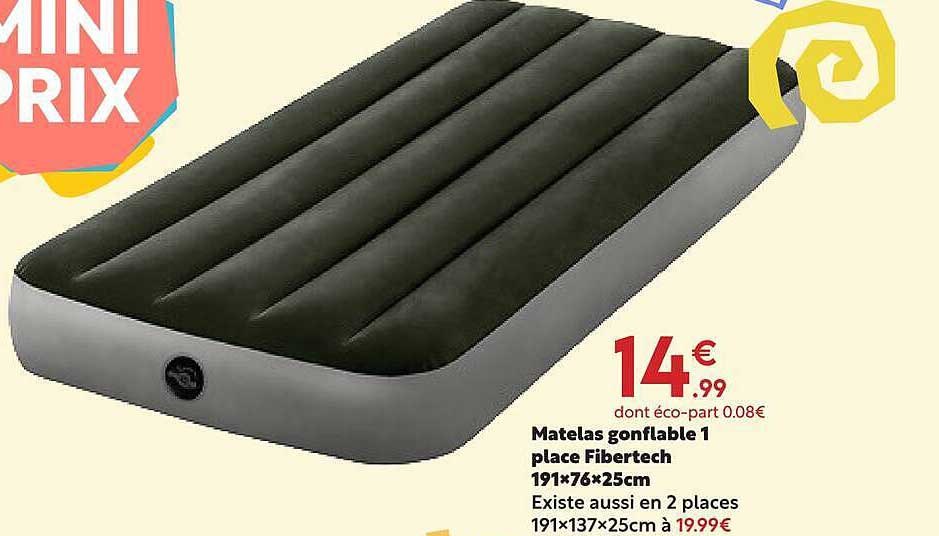 Matelas gonflable 1 place Fibertech 191x76x25cm