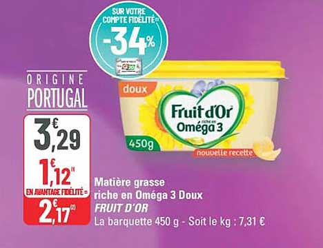 Matière grasse riche en Oméga 3 Doux FRUIT D'OR