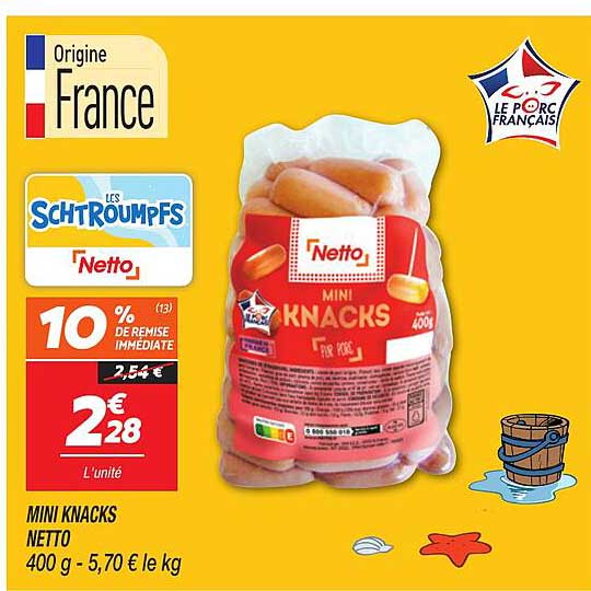 MINI KNACKS NETTO 400 g - 5,70 € le kg