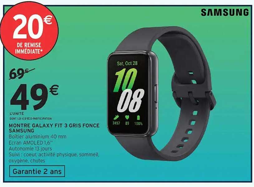 MONTRE GALAXY FIT 3 GRISE FONCE SAMSUNG