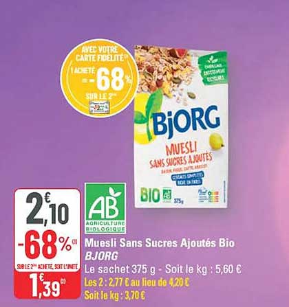 Muesli Sans Sucres Ajoutés Bio BJORG